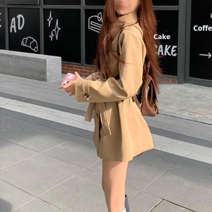 Women's Petite Casual Springautumn New Korean Version Waist-cinching Elegant Coat