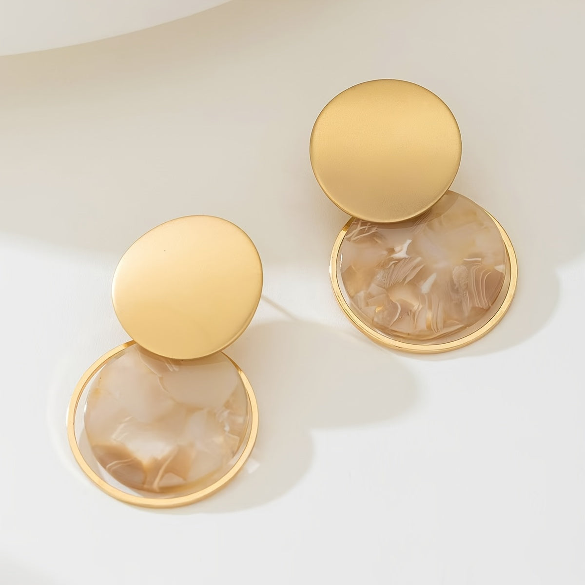 1 Pair Elegant & Stylish Color-Block Stone Pattern Stud Earrings, Minimalist & Luxurious, Perfect For Women's Holidays, Banquets & Gifting