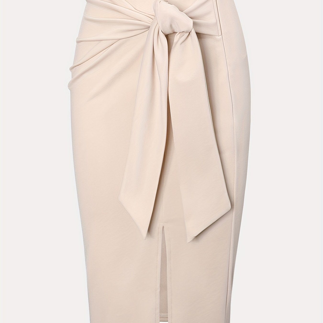 Elegant Monochrome High-waisted Knee-length Skirt For Women