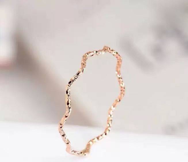 Ring With A Herringbone Pattern Knuckle Ring For The Index Finger Plain Band Plated