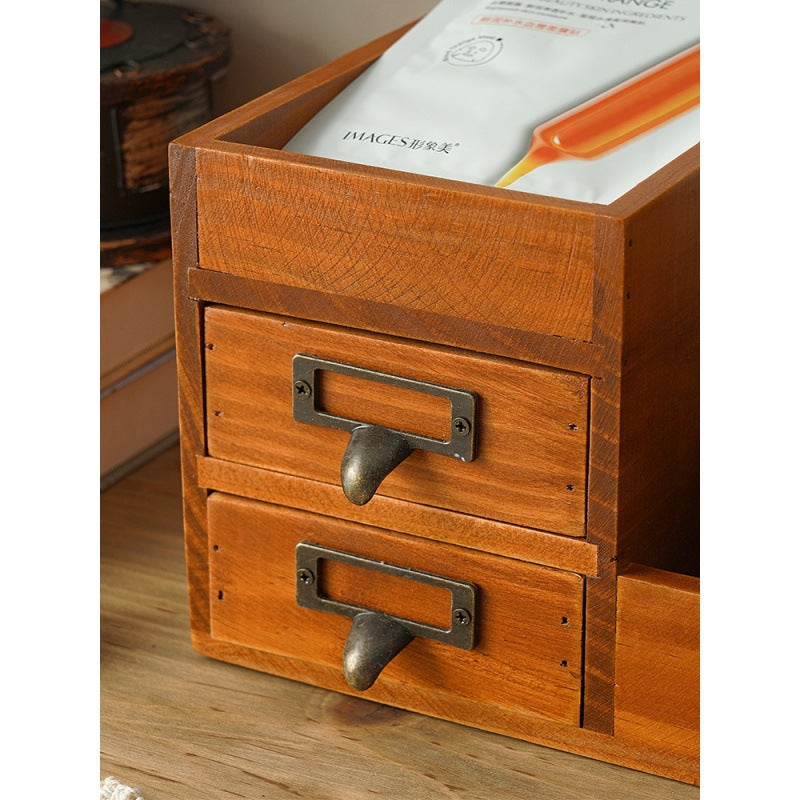 Metal Handle Retro Desktop Organizer Storage Box