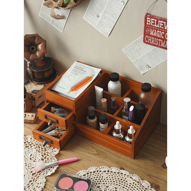 Metal Handle Retro Desktop Organizer Storage Box