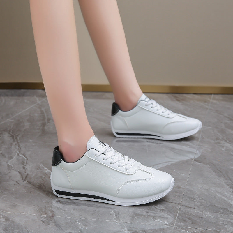 Plus-size Women's Leather Lace-up Casual Sneakers