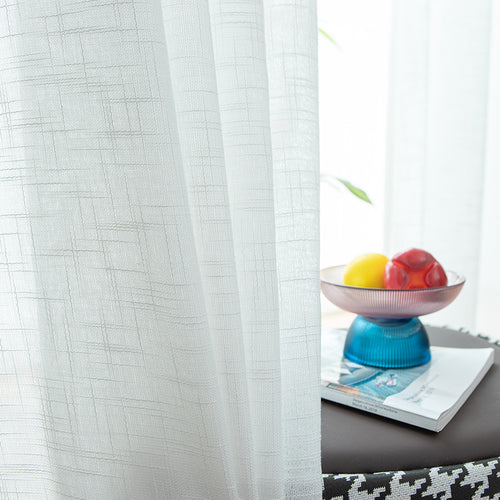 Big Belly Hemp Gauze Blackout Curtains Simple White Screens Living Room Balcony Bay Window