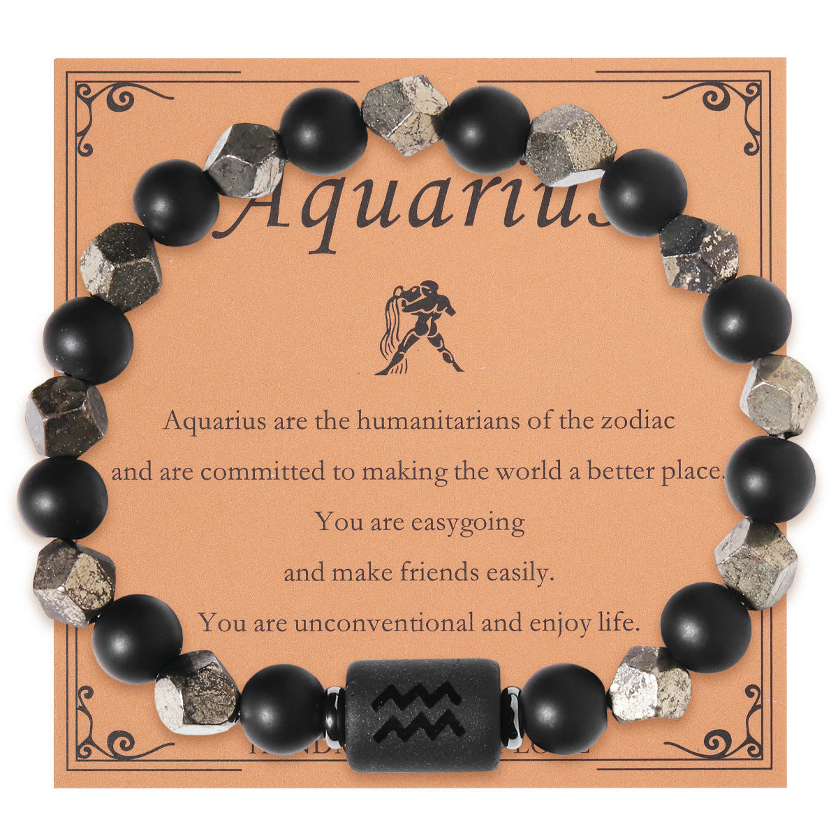 European And American Twelve Zodiac Sign Bracelet Brass Ore Beaded Bracelet