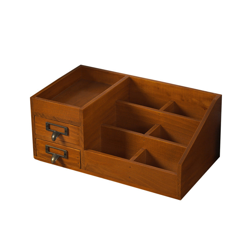 Metal Handle Retro Desktop Organizer Storage Box