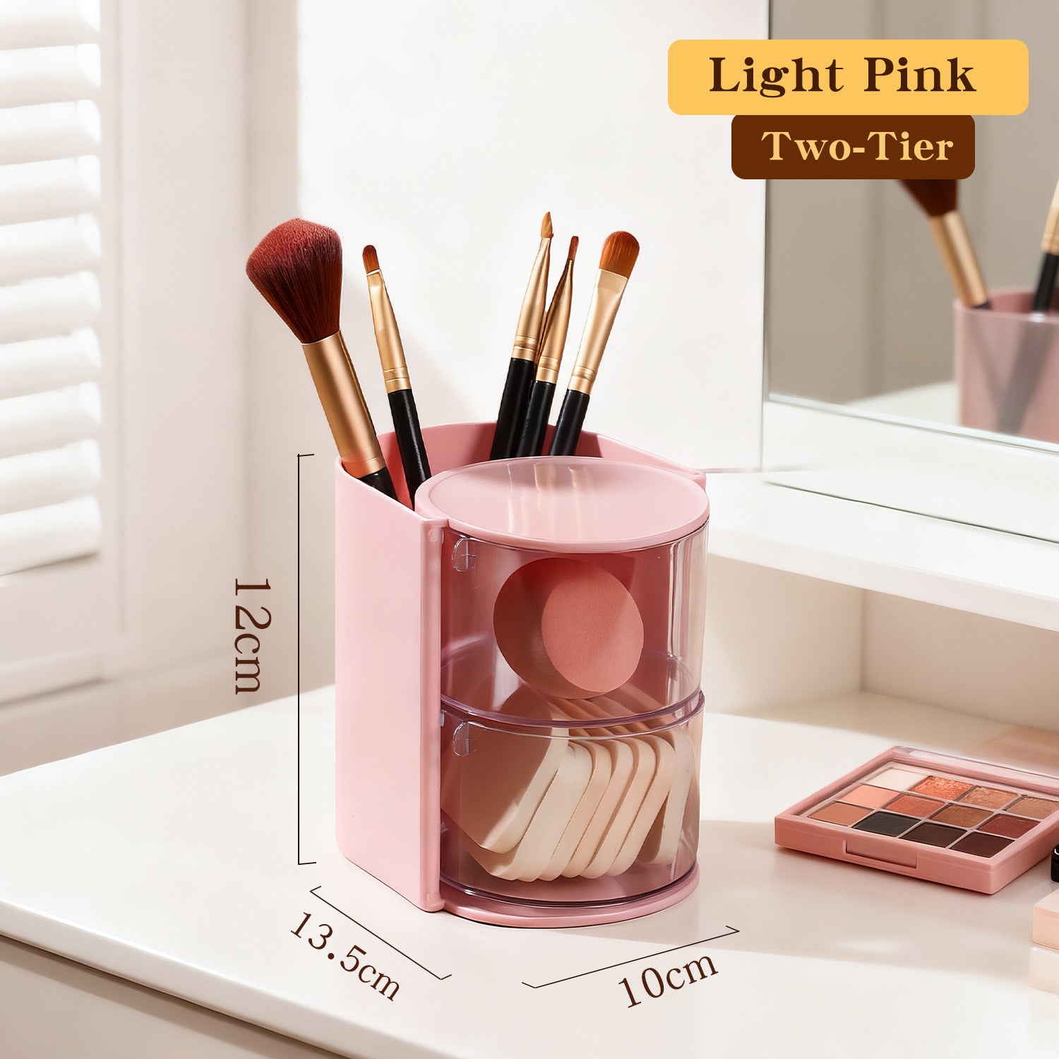 Solid-color Minimalist Multi-tier Rotating Cosmetic Organizer