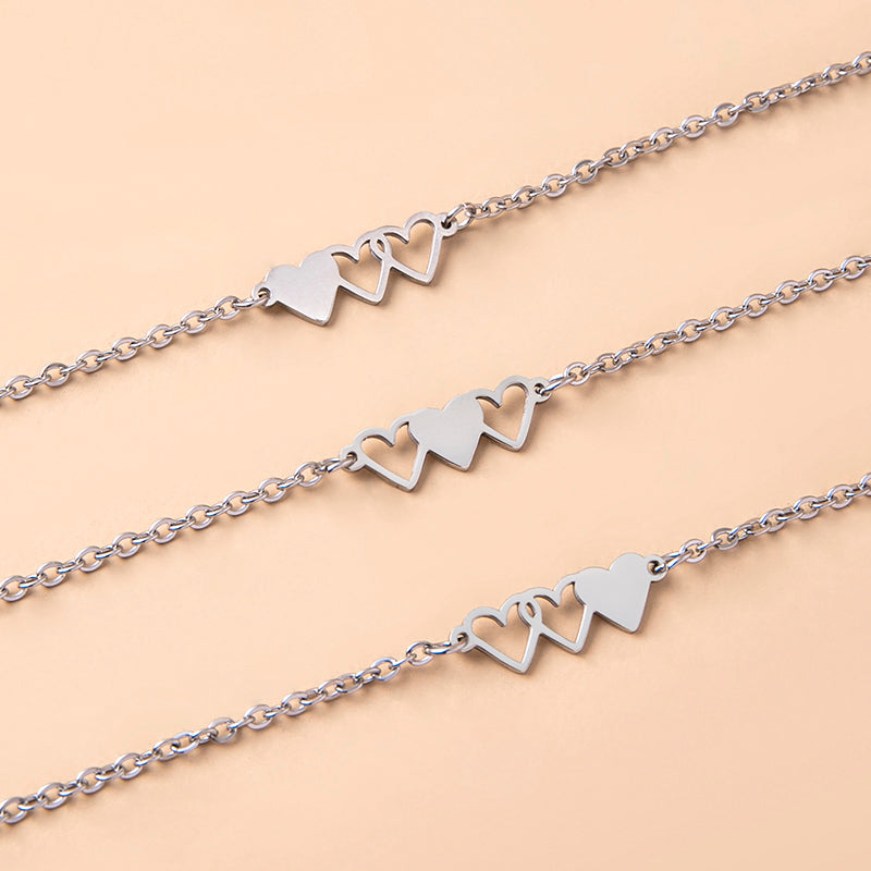 Love Heart Charms Chain Bracelets For Sisters Best Friends
