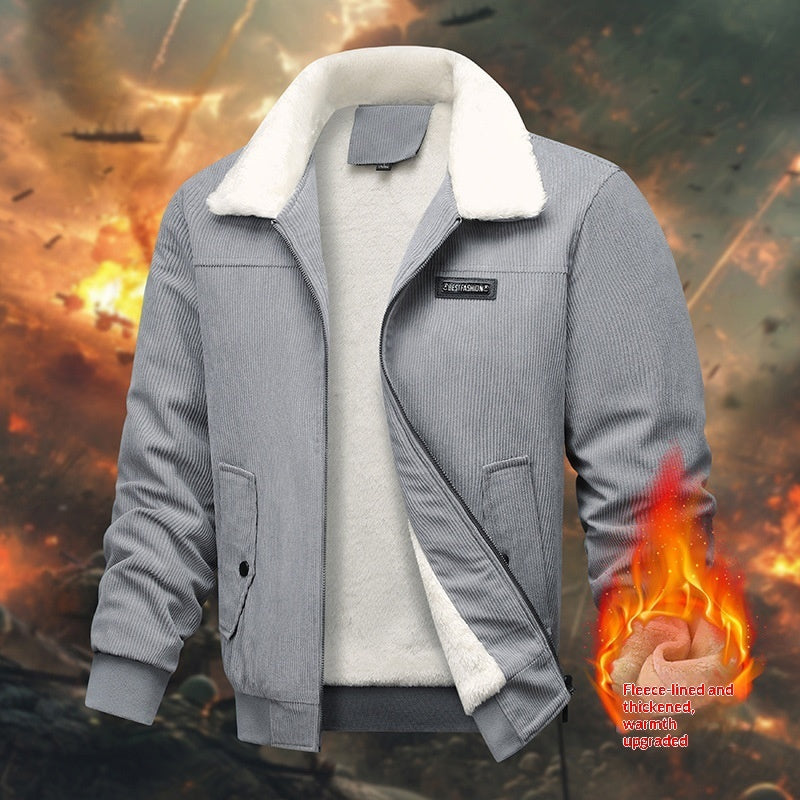 Mens Fleece-Lined Work Jacket Casual Style