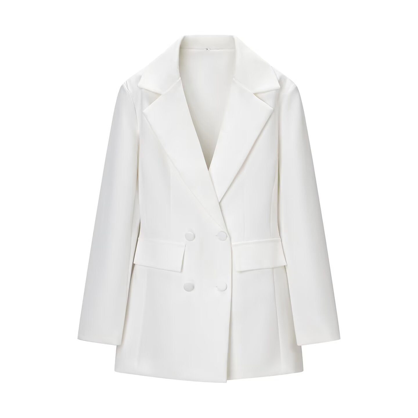 Deep-V Long-sleeved Bloom-shaped Waist-cinched Slim-fit Midi Blazer For Women