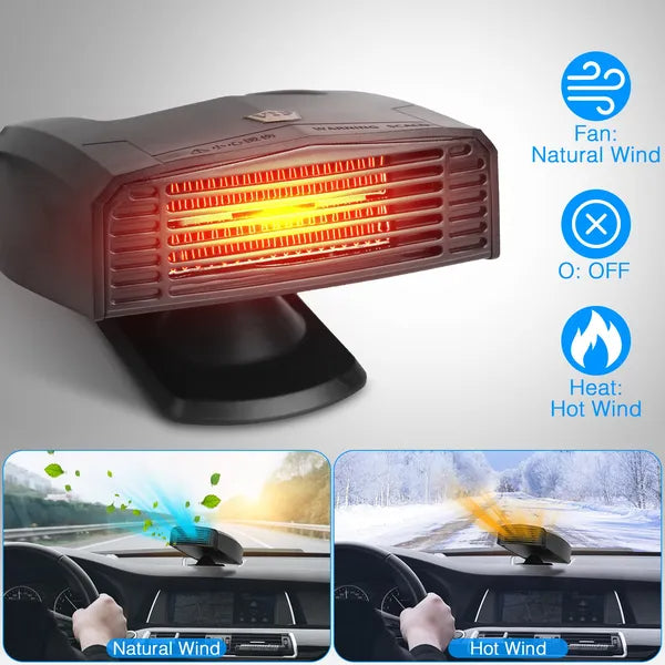 Portable Car Heater Heating Fan 2 In 1 Defroster Defogger Demister Windshield Heater Automotive Cooling Fan With Rotating Base