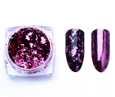 Aluminio Nail Flakes Lentejuelas Polvos De Maquillaje Espejo Mgico Glitters Oro Plata Rojo Colores Irregular Pigmento Nail Decoracion