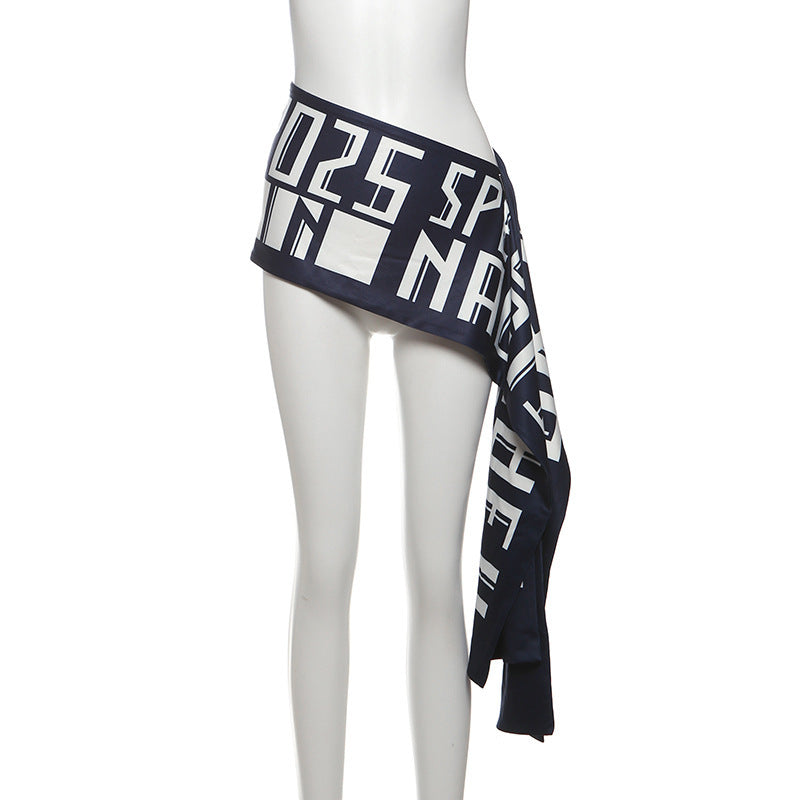 New Womens Skirt With A Personalized Letter Print And An Asymmetrical Design