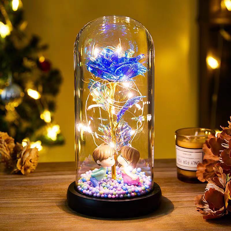 Eternal Rose LED Light Foil Flower In Glass Cover Night Lights Valentines Day Gifts Lamp Decor For  Home Bedroom Wedding Gift Valentine's Day Gifts