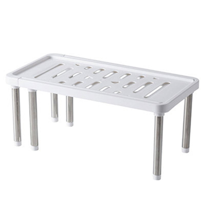 Telescopic cabinet layered shelf organizer