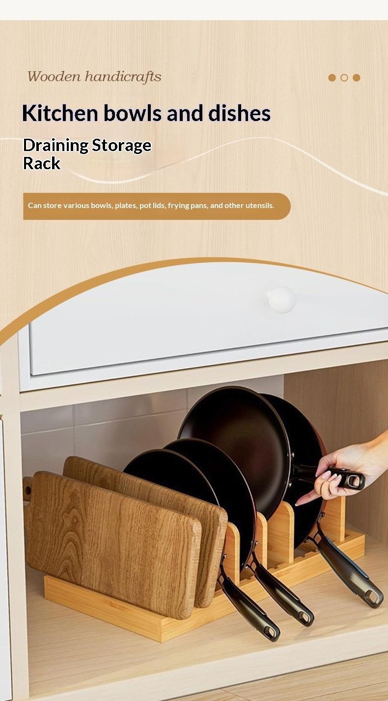 Wooden Bowl And Pot Lid Organizer
