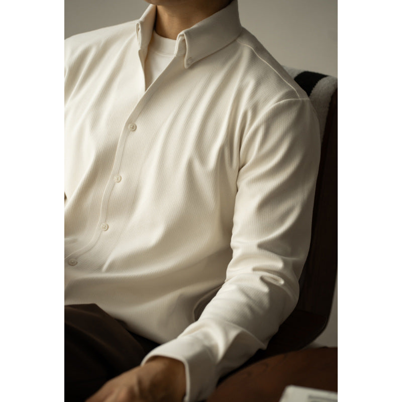 Mens Warm V Neck Long Sleeve Shirt Casual Turn Down Collar