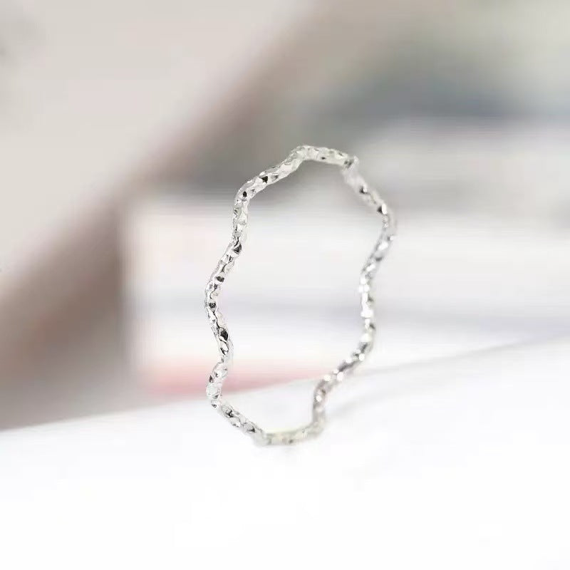 Ring With A Herringbone Pattern Knuckle Ring For The Index Finger Plain Band Plated