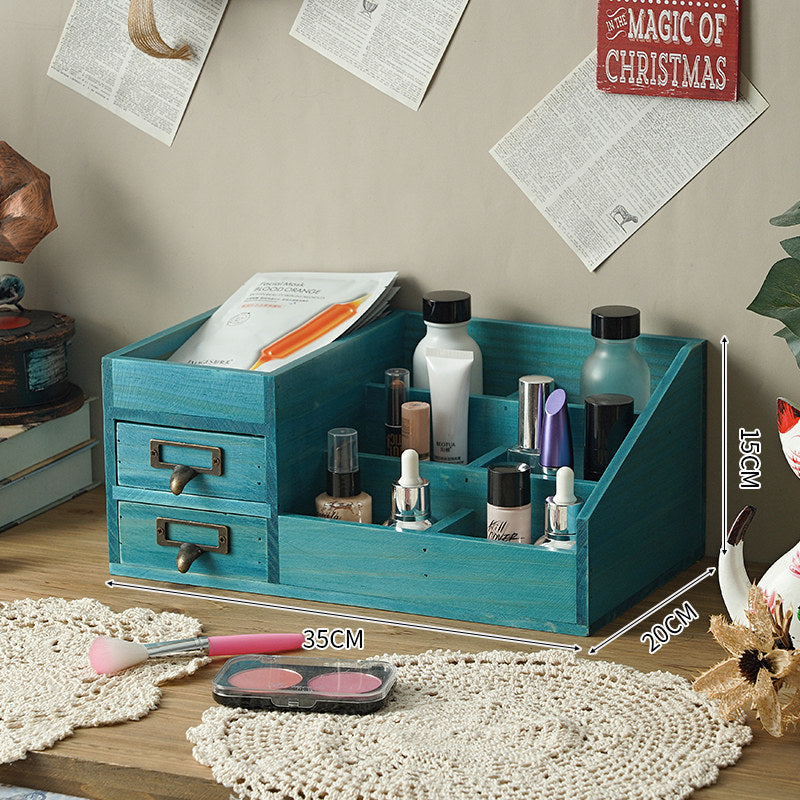 Metal Handle Retro Desktop Organizer Storage Box