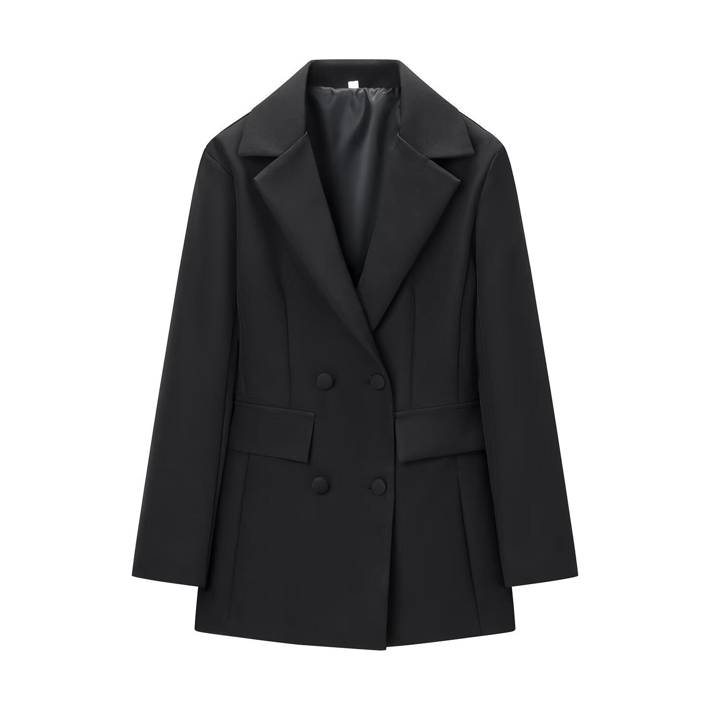 Deep-V Long-sleeved Bloom-shaped Waist-cinched Slim-fit Midi Blazer For Women