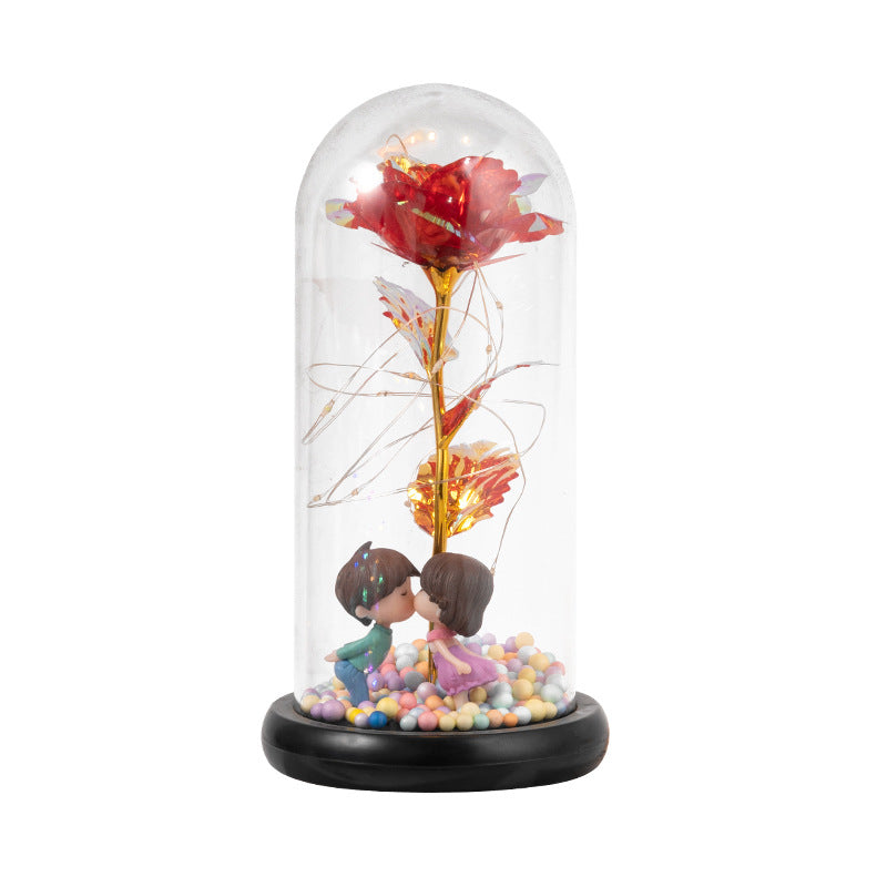 Eternal Rose LED Light Foil Flower In Glass Cover Night Lights Valentines Day Gifts Lamp Decor For  Home Bedroom Wedding Gift Valentine's Day Gifts