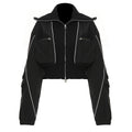 Womens Casual Jacket With Zippered Pockets And A Lapel Design