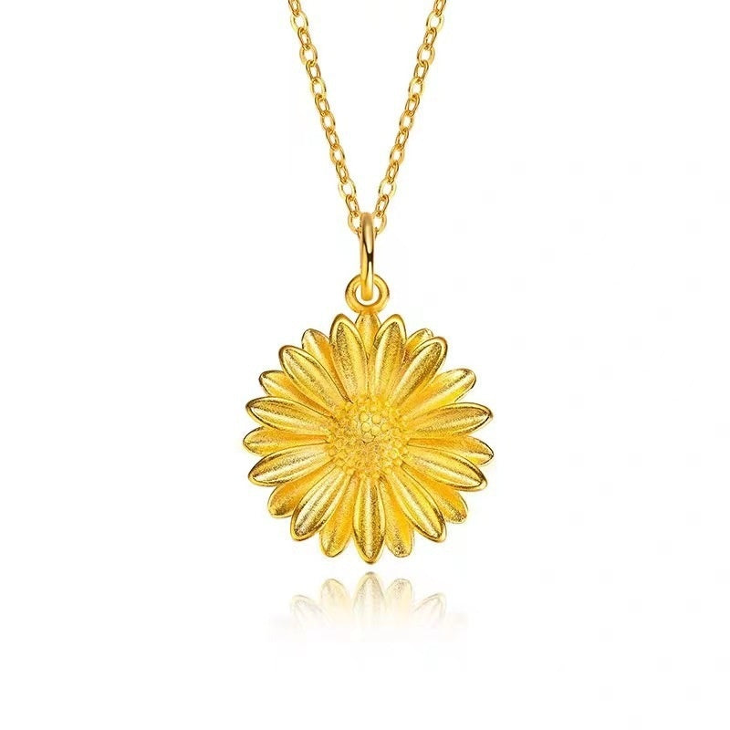Xiaohongshu-style Court-Style Sunflower Womens Gold-Plated Pendant Necklace