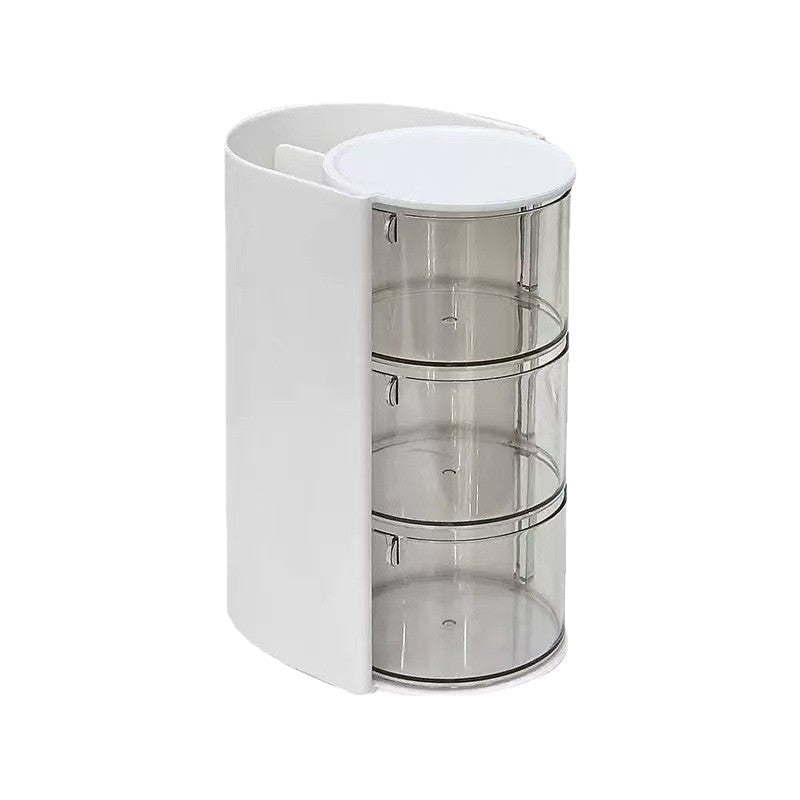 Solid-color Minimalist Multi-tier Rotating Cosmetic Organizer