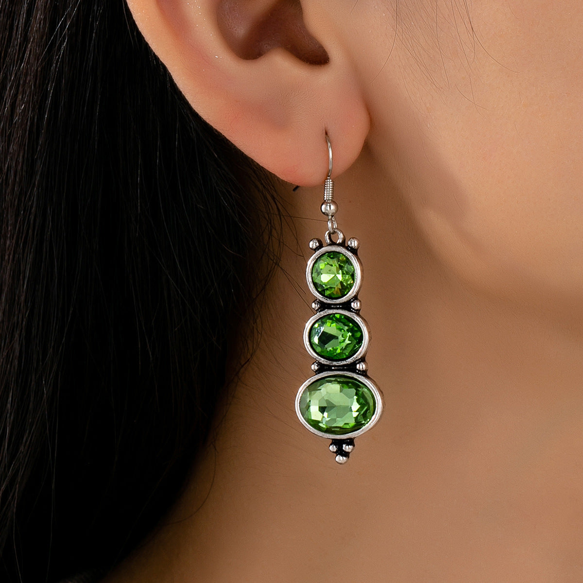 Fashionable And Creative Champagne-Colored Crystal Long Earrings