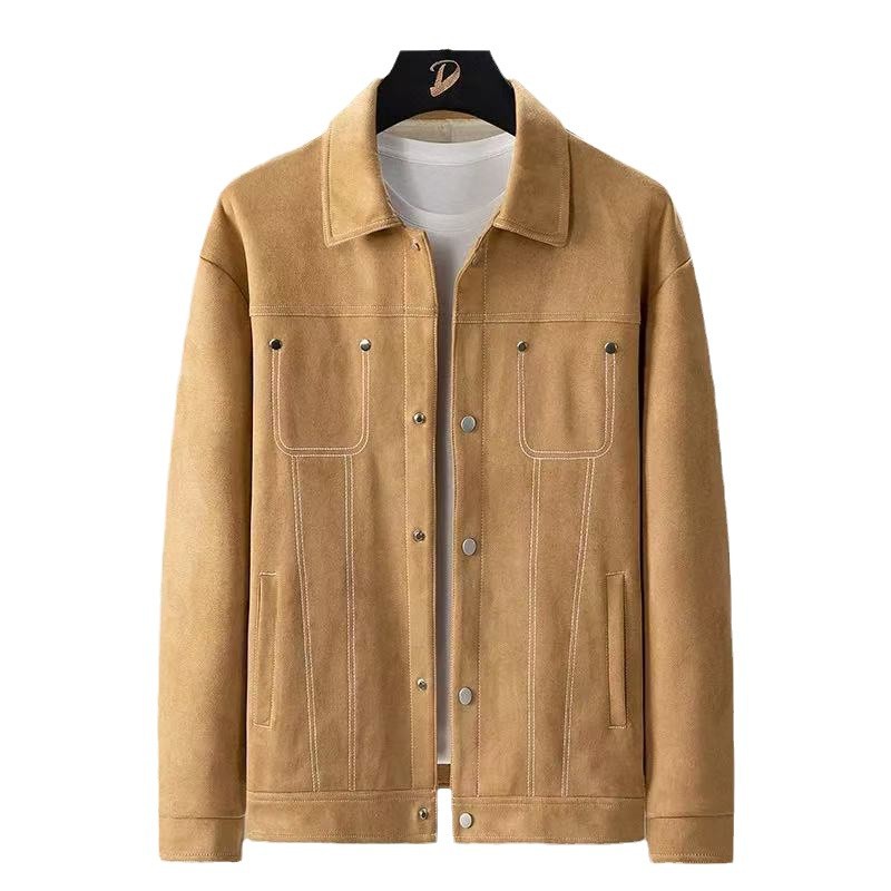 Mens SpringSummer SuedeLike Fabric Work Jacket