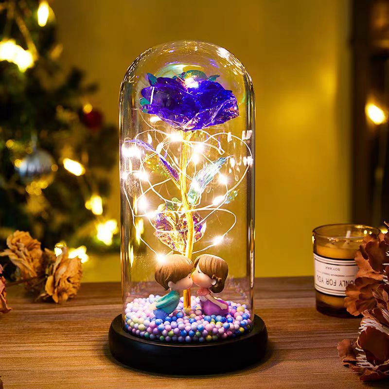 Eternal Rose LED Light Foil Flower In Glass Cover Night Lights Valentines Day Gifts Lamp Decor For  Home Bedroom Wedding Gift Valentine's Day Gifts