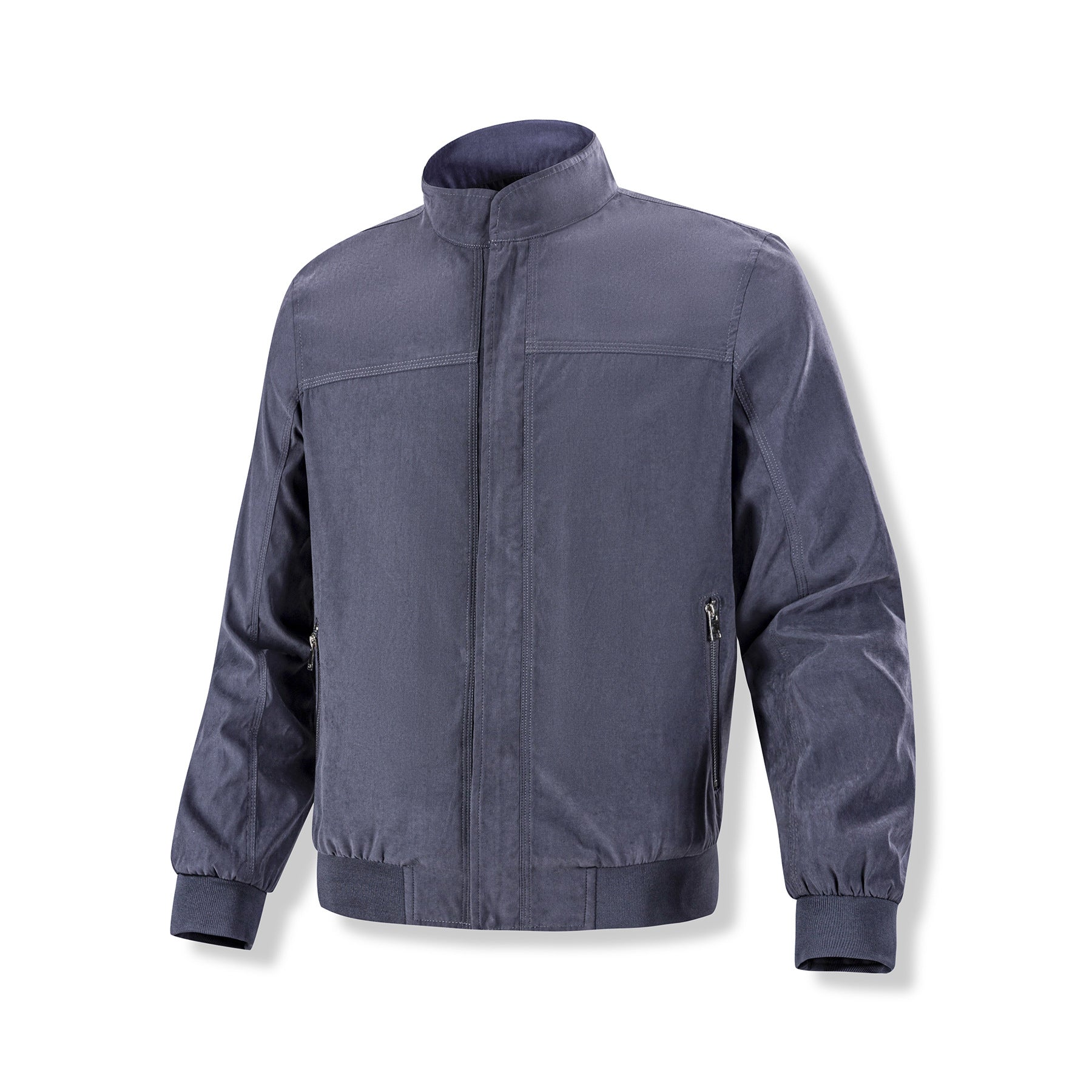 Solid-color Zip-up Korean-style Stand-up Collar Mens Jacket