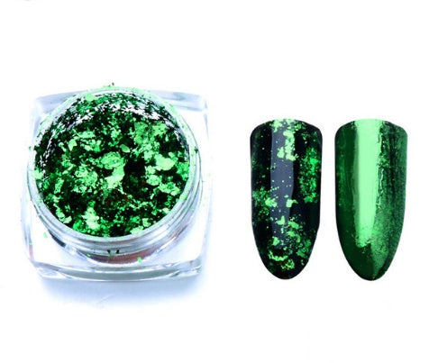 Aluminio Nail Flakes Lentejuelas Polvos De Maquillaje Espejo Mgico Glitters Oro Plata Rojo Colores Irregular Pigmento Nail Decoracion