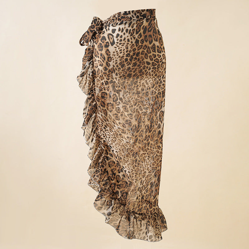 Womens Printed Leopard-Print Beach Skirt
