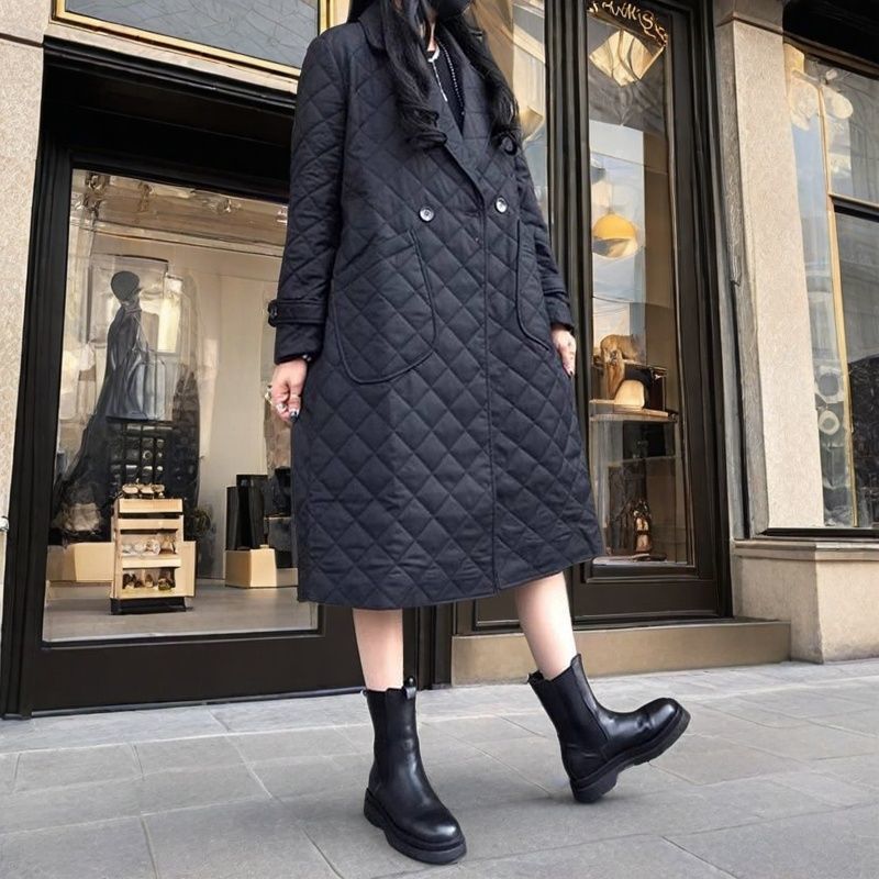 New Padded Quilted Diamond-pattern Cotton Coat