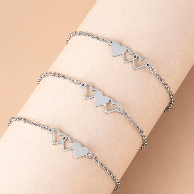 Love Heart Charms Chain Bracelets For Sisters Best Friends