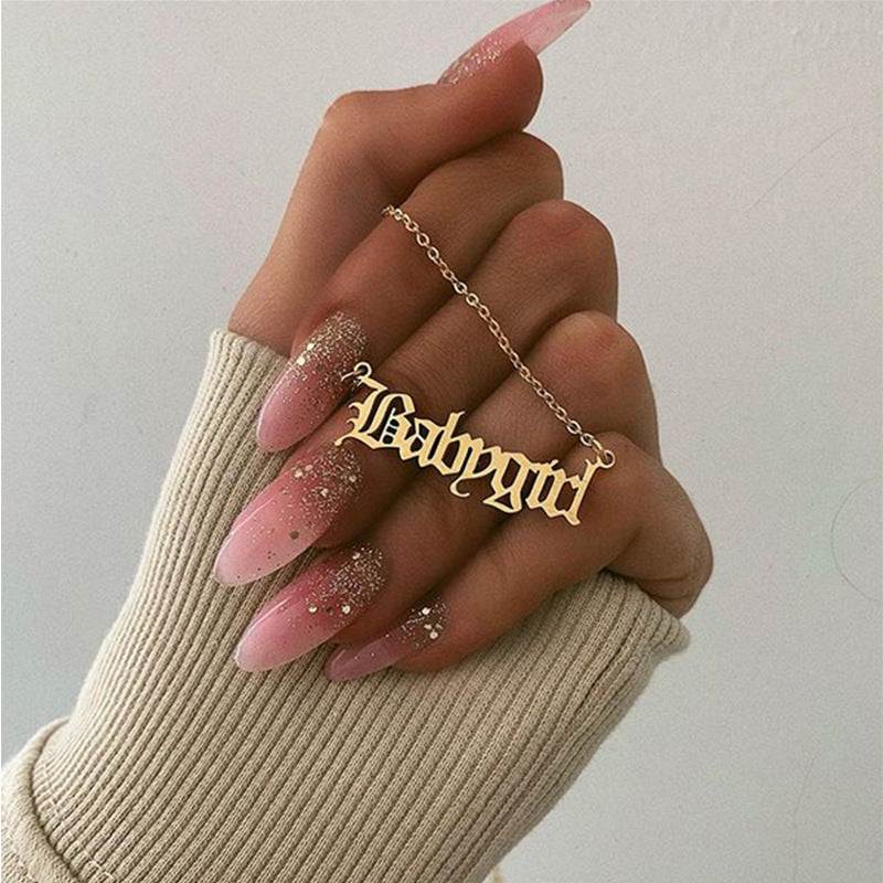Fashion Old English Letter Babygirl Pendant Necklaces For Women Girls