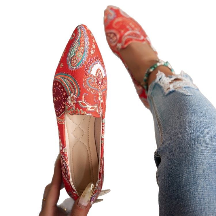 Women's Creative Print Versatile Flat Pointed-toe Loafers