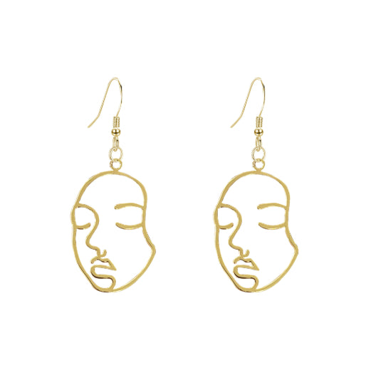 Personalized Metal Hollow-Out Face Earrings