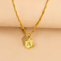 Initial Letter Hexagon Pendant Necklace For Women Jewelry