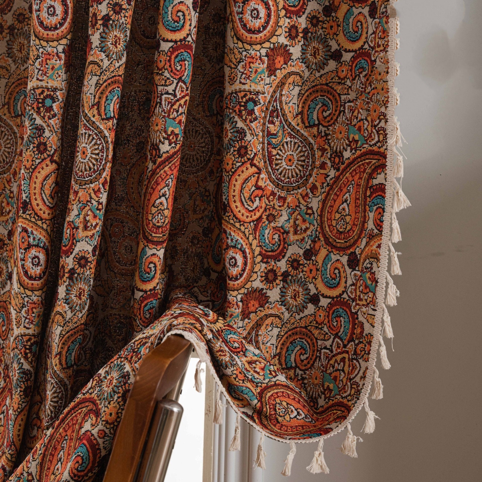 American Style Tassel Curtains For Bedroom, Living Room, Balcony, Ready-made Curtains