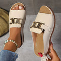 Ins Chain Wedges Sandals Summer Fashion Platform Peep-toed Slides Slippers Outdoor Thick Bottom Roman Shoes For Women