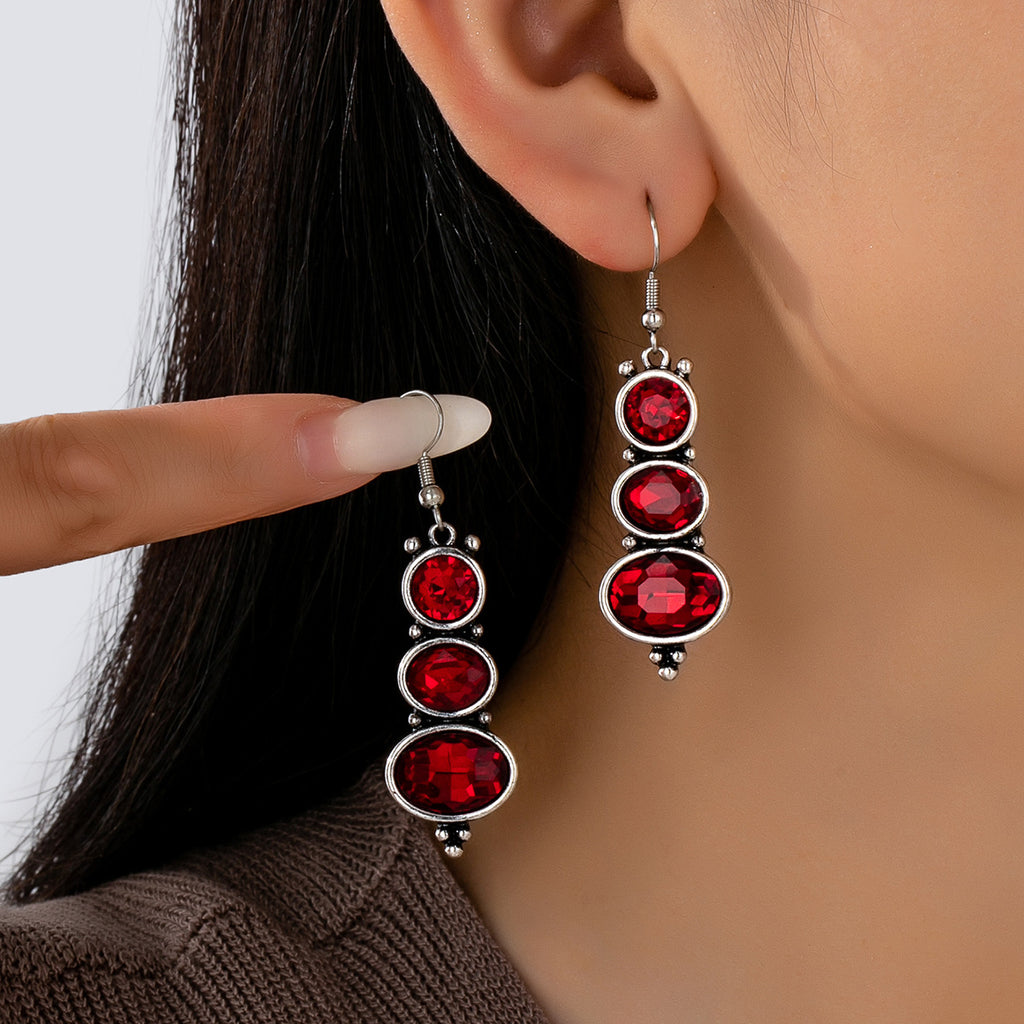 Fashionable And Creative Champagne-Colored Crystal Long Earrings