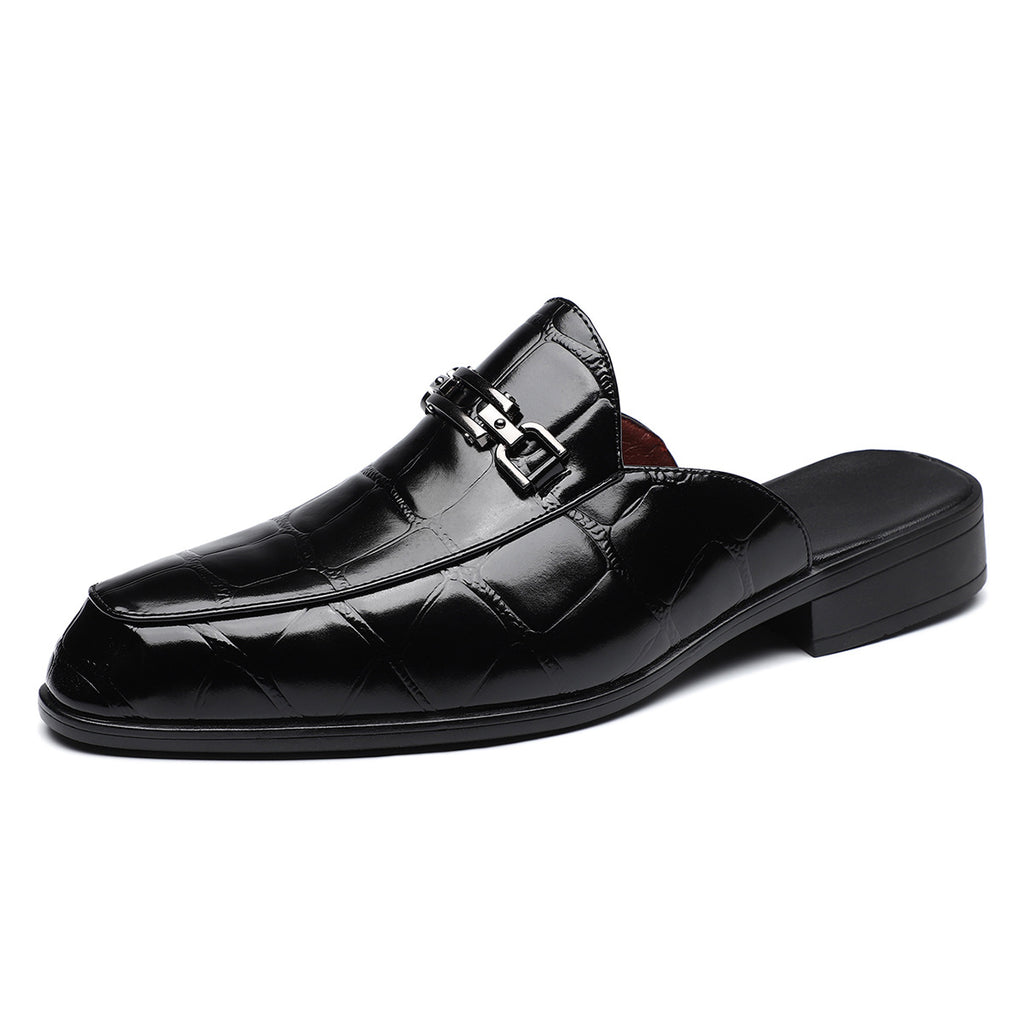 Men's Casual Leather Slippers Without Heel