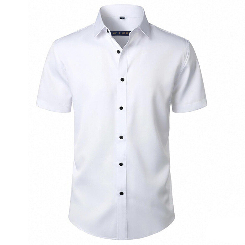 Solid-color Stretchy Cardigan Wrinkle-resistant Long-sleeve Shirt