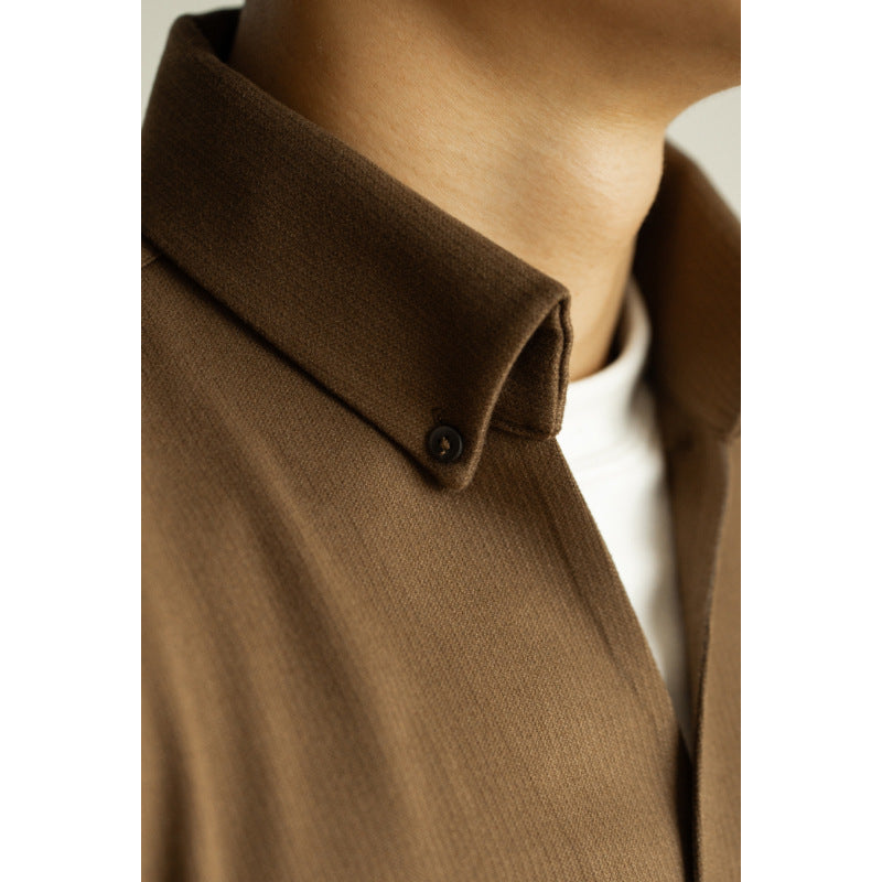 Mens Warm V Neck Long Sleeve Shirt Casual Turn Down Collar