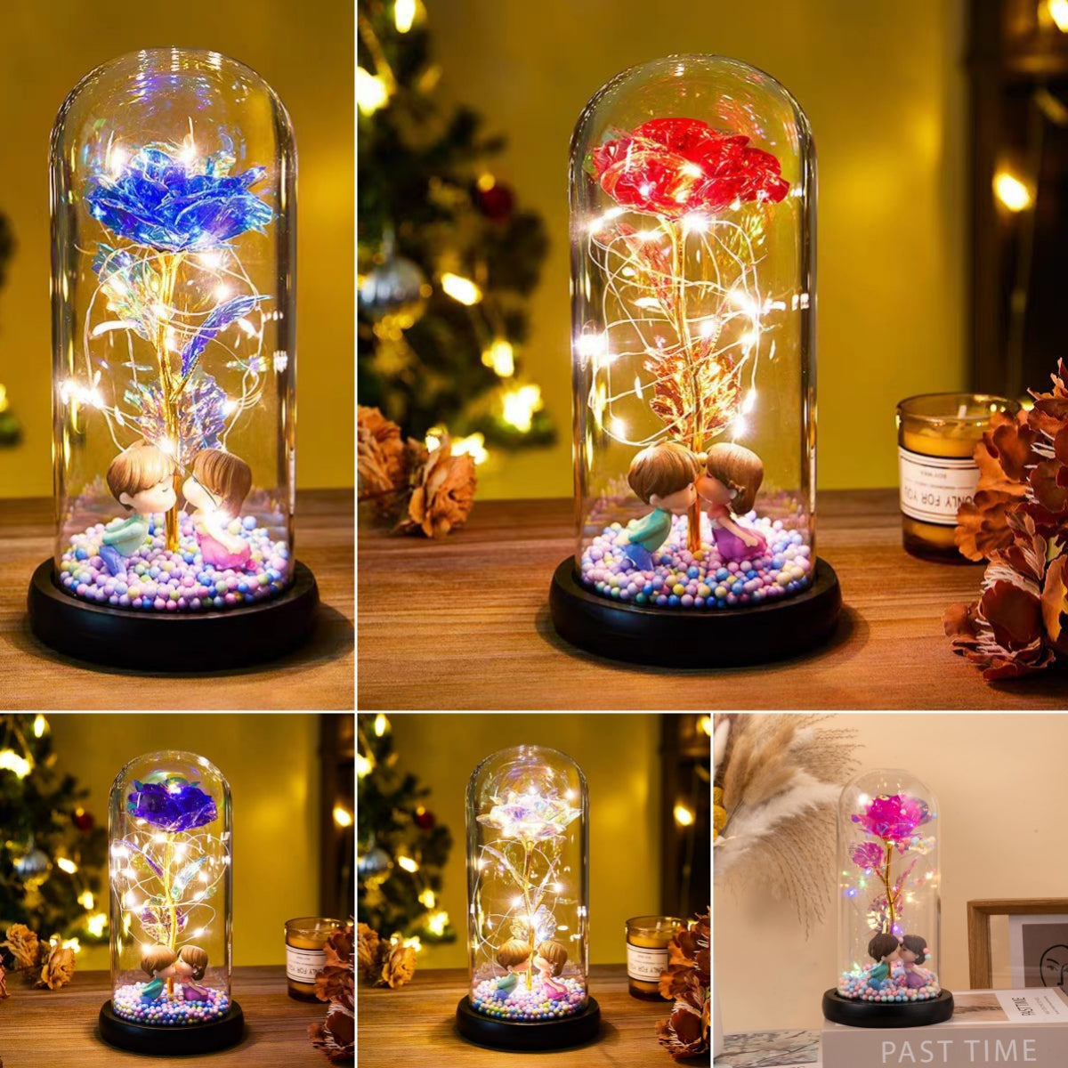 Eternal Rose LED Light Foil Flower In Glass Cover Night Lights Valentines Day Gifts Lamp Decor For  Home Bedroom Wedding Gift Valentine's Day Gifts