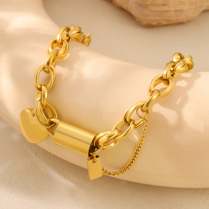 Versatile Titanium Bracelet With A Heart-shaped Pendant