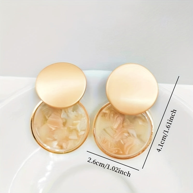 1 Pair Elegant & Stylish Color-Block Stone Pattern Stud Earrings, Minimalist & Luxurious, Perfect For Women's Holidays, Banquets & Gifting