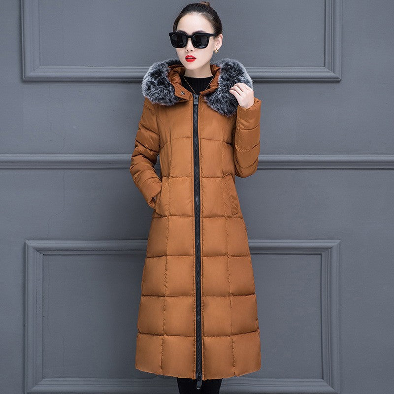 Korean-style Extended Over-the-knee Down Cotton Coat